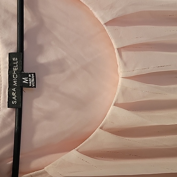 Pink chiffon summer blouse with silver sparkles size M - Picture 2 of 6